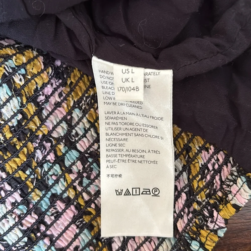 Free People Mabel Printed Ruffle Tie-Front Open-Back Floral Blouse Size Large